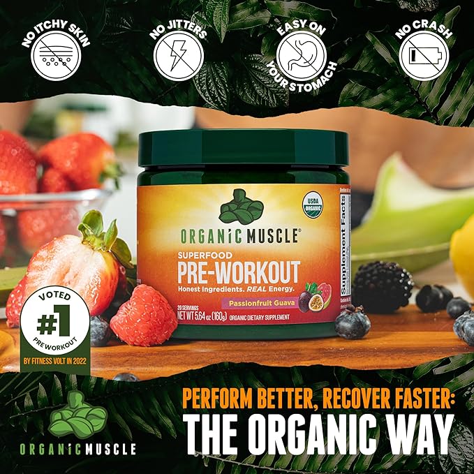 Pre Workout- Passionfruit Guava - Organic Muscle Fitness SupplementsOrganic Muscle SupplementsOrganic Muscle Fitness Supplements788454267193