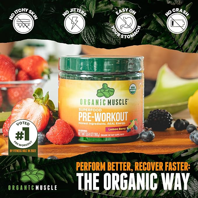 Pre-Workout - Lemon Berry - Organic Muscle Fitness SupplementsOrganic Muscle SupplementsOrganic Muscle Fitness Supplements019962141713