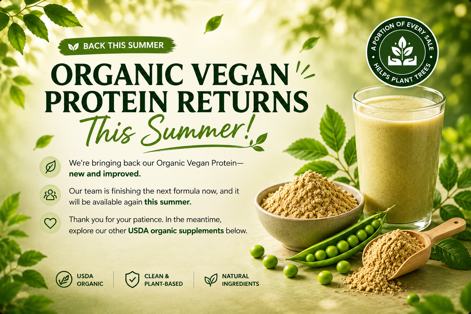 Organic Vegan Protein returns this summer